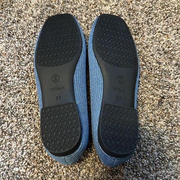 Vivaia New Margot Square Toe V-Cut Flat Denim Blue Size EU 37 US 6.5 - Picture 5 of 6